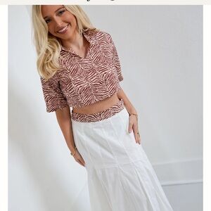 Elegant White Maxi Skirt & top set Fancy D boutique